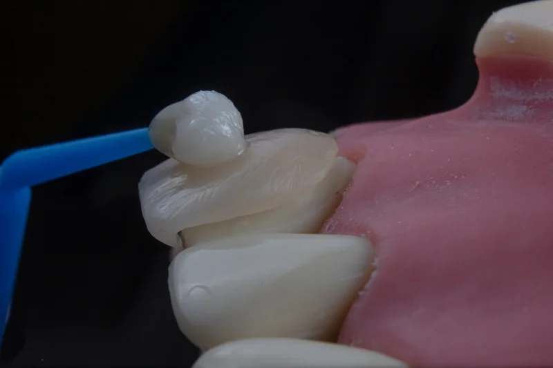 A close-up of dental care supplies and pills